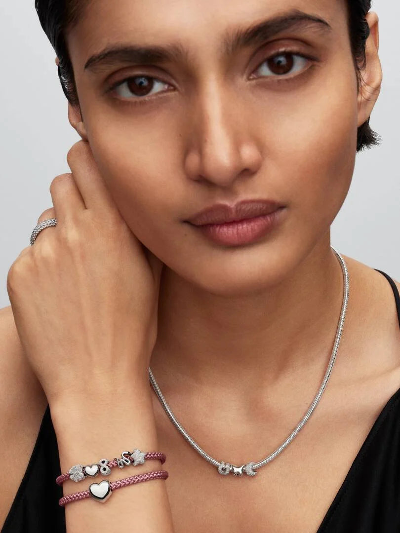 Bracciale Pandora in Corda Rosa con Chiusura a Barile 594530C01