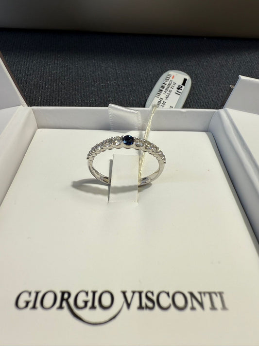 Anello in oro 18kt di peso 2 gr , diamanti 0,42ct g vs , zaffiro 0,10ct