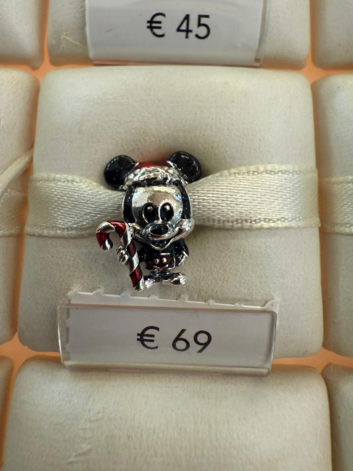 Charm Pandora Disney - Topolino Natalizio con Bastoncino di Zucchero