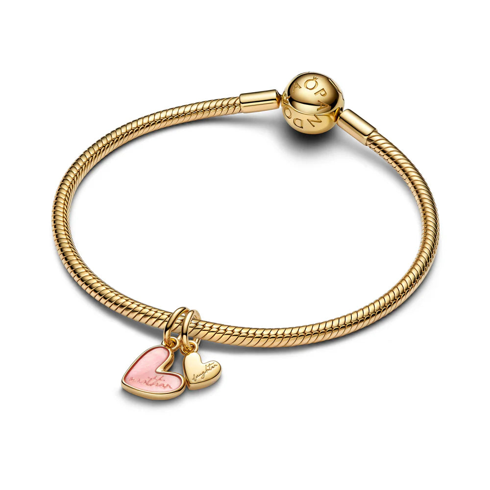 Pandora pendenti divisibili madre e figlia placcati in oro 14 carati con madreperla rosa in bioresina 763766C01