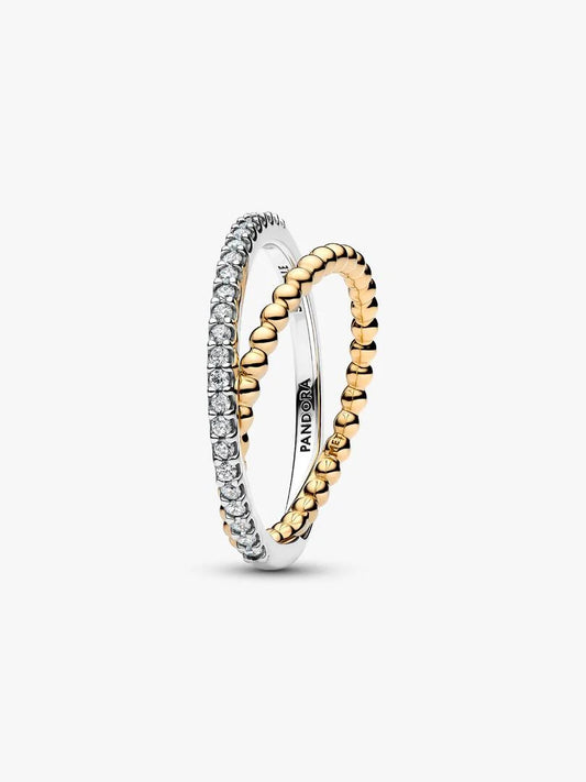 Anello Fascia Intrecciata Sfere e Pavé 164827C01
