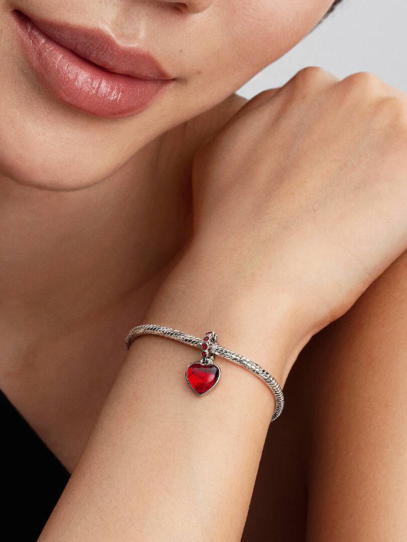 Pandora Charm Pendente Doppio Cuore Vetro di Murano Rosso 794429C01