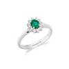 Anello Comete in Oro bianco con Diamanti e Smeraldo ovale ANB 2749 S1