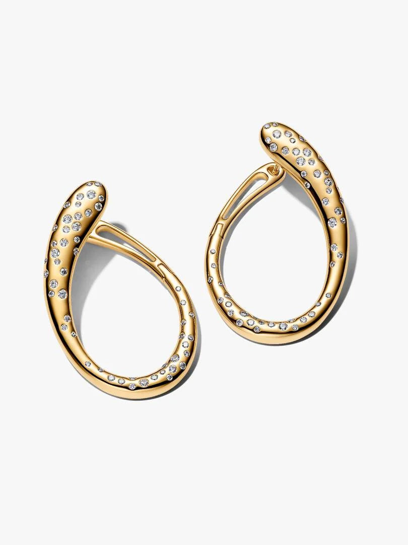 Pandora Orecchini Cerchi Ovali Linea Sinuosa con Pietre Luminose 264660C01