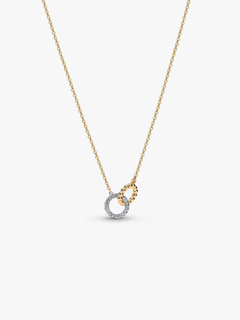 Collana Cerchi Intrecciati Sfere e Pavé 364825C01