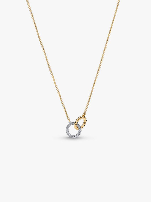 Collana Cerchi Intrecciati Sfere e Pavé 364825C01