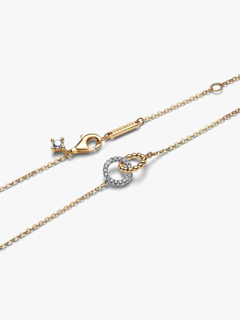 Collana Cerchi Intrecciati Sfere e Pavé 364825C01