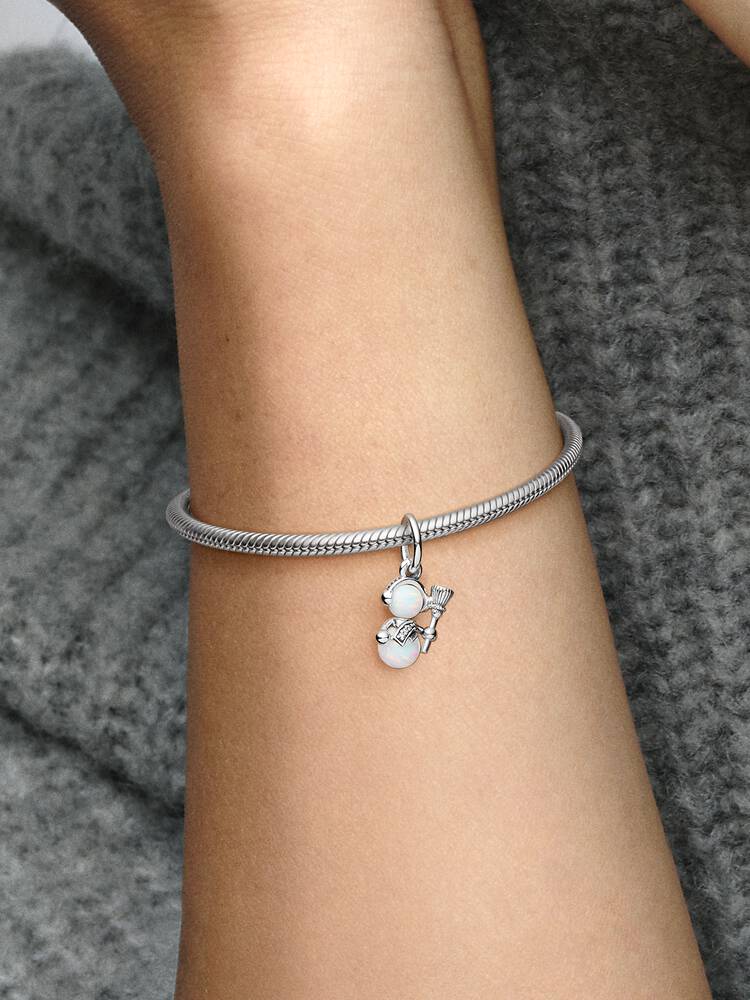 Charm Pendente Pupazzo di Neve Opale