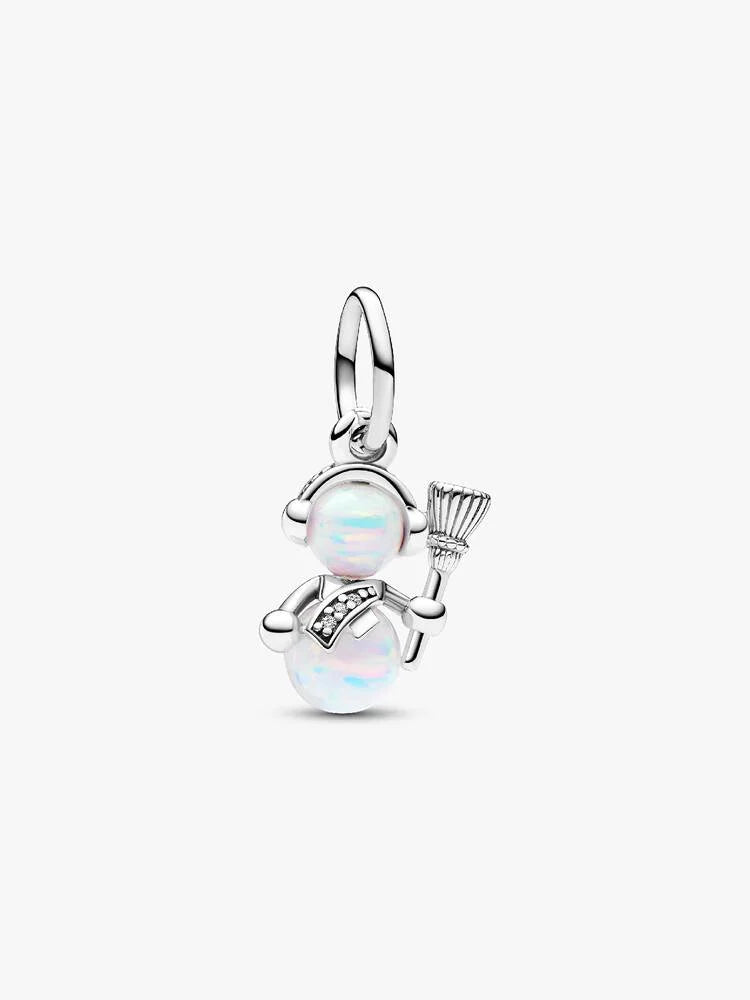 Charm Pendente Pupazzo di Neve Opale