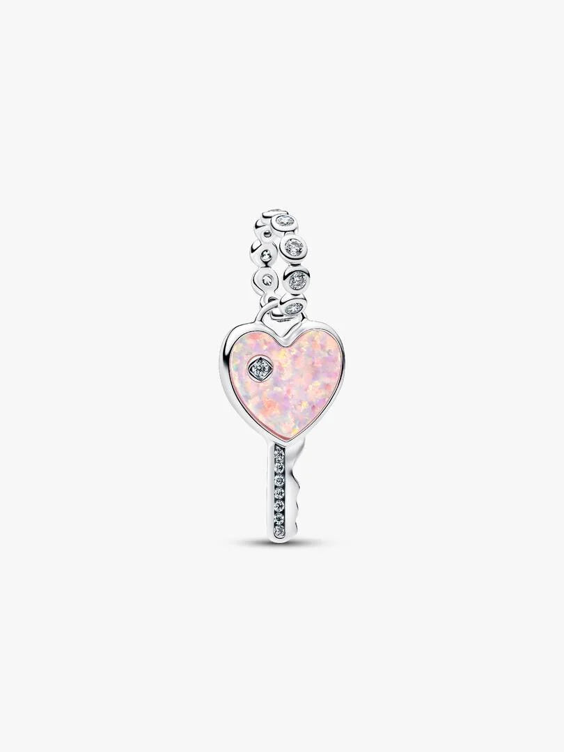 Pandora Charm Pendente Chiave a Cuore Opale Rosa  794427C01