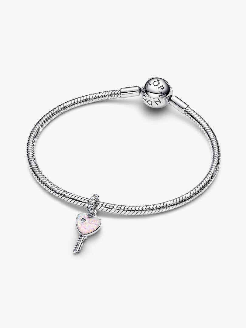 Pandora Charm Pendente Chiave a Cuore Opale Rosa  794427C01