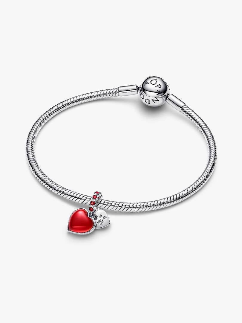 Pandora Charm Pendente Doppio Cuore Vetro di Murano Rosso 794429C01
