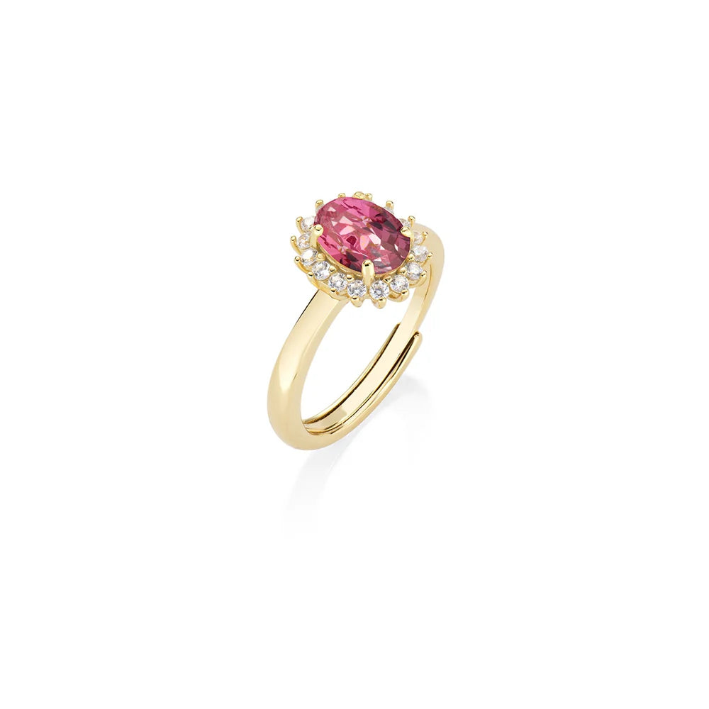 Amen Anello Mini Royal Lady Dorato Zircone Rosso Ciliegia ANLDPGBCI3