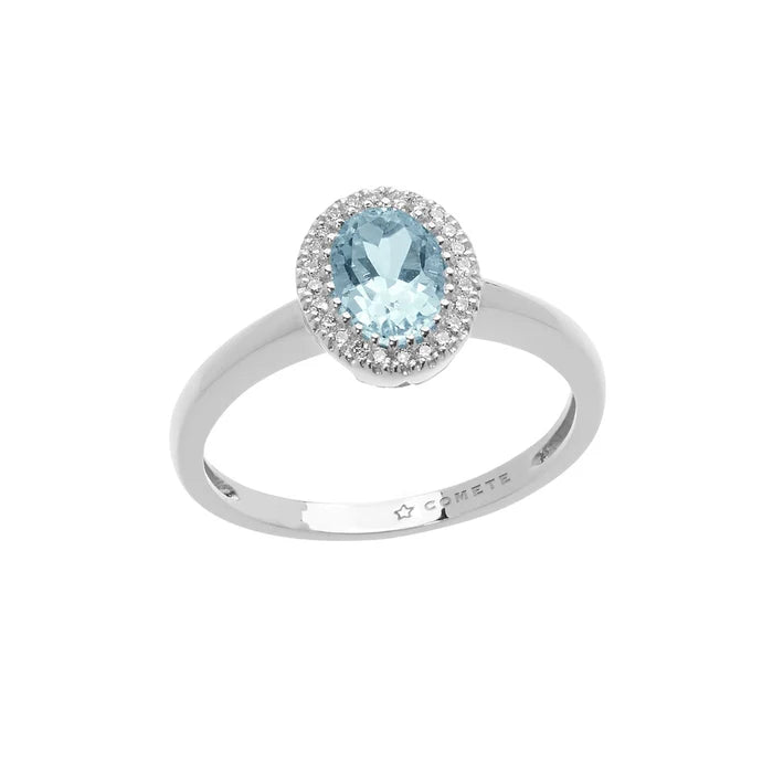Anello Comete Acquamarina Ovale Con Diamanti ANQ 312