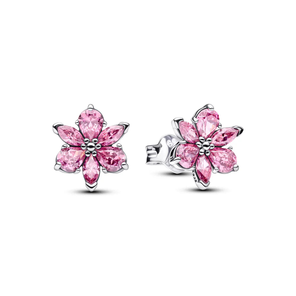 Pandora Orecchini a lobo in argento sterling con motivo a grappolo di erbario e zirconi cubici rosa fantasia. 292633C02