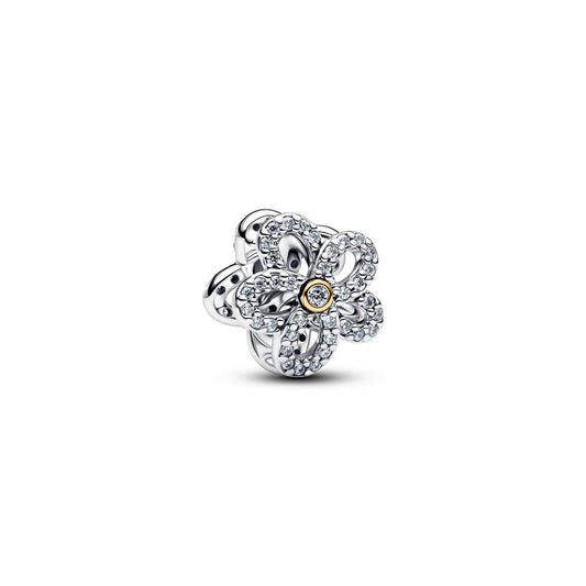 Pandora Ciondolo a forma di fiore in argento sterling e placcato oro 14 carati con zirconi cubici trasparenti 764480C01