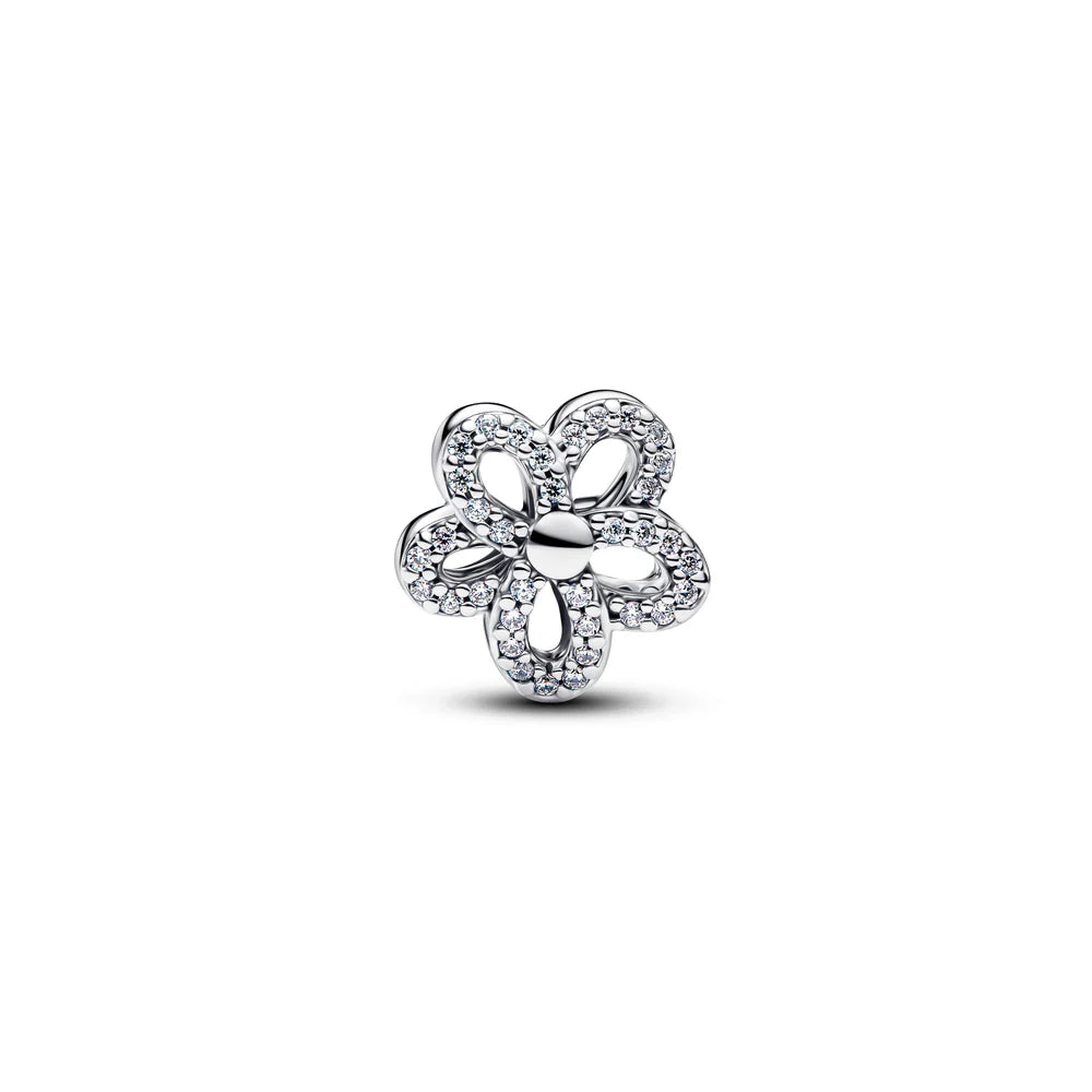 Pandora Ciondolo a forma di fiore in argento sterling e placcato oro 14 carati con zirconi cubici trasparenti 764480C01