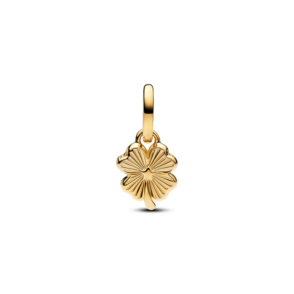 Pandora Mini ciondolo Clover placcato oro 14 carati, esclusivo mix di metalli e madreperla sintetica in bioresina bianca  764564C01