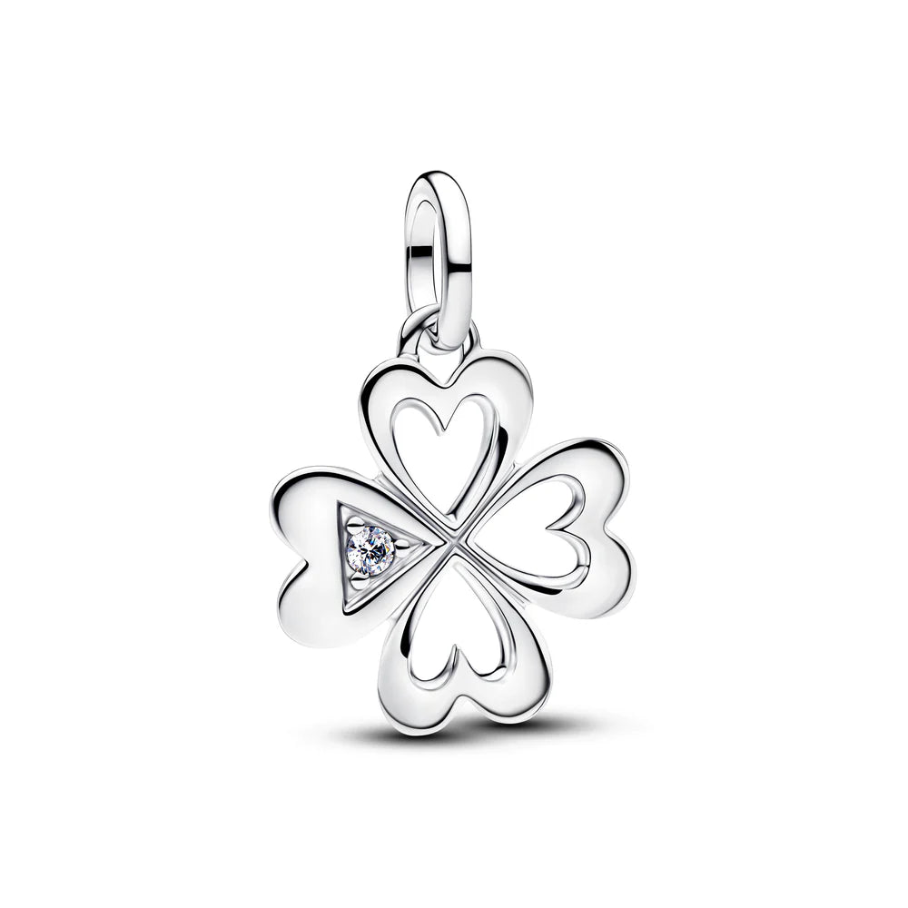 Pandora Medaglione a forma di trifoglio in argento sterling con zirconi cubici trasparenti 793034C01