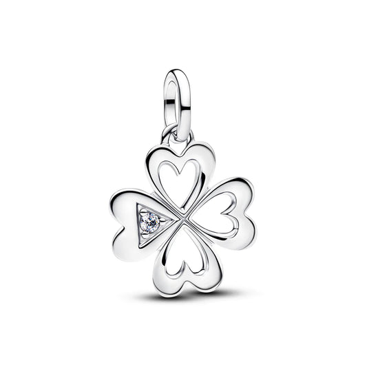 Pandora Medaglione a forma di trifoglio in argento sterling con zirconi cubici trasparenti 793034C01