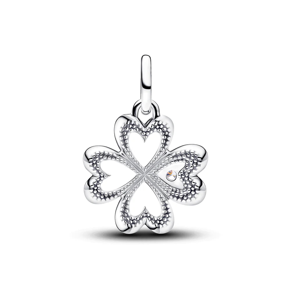 Pandora Medaglione a forma di trifoglio in argento sterling con zirconi cubici trasparenti 793034C01