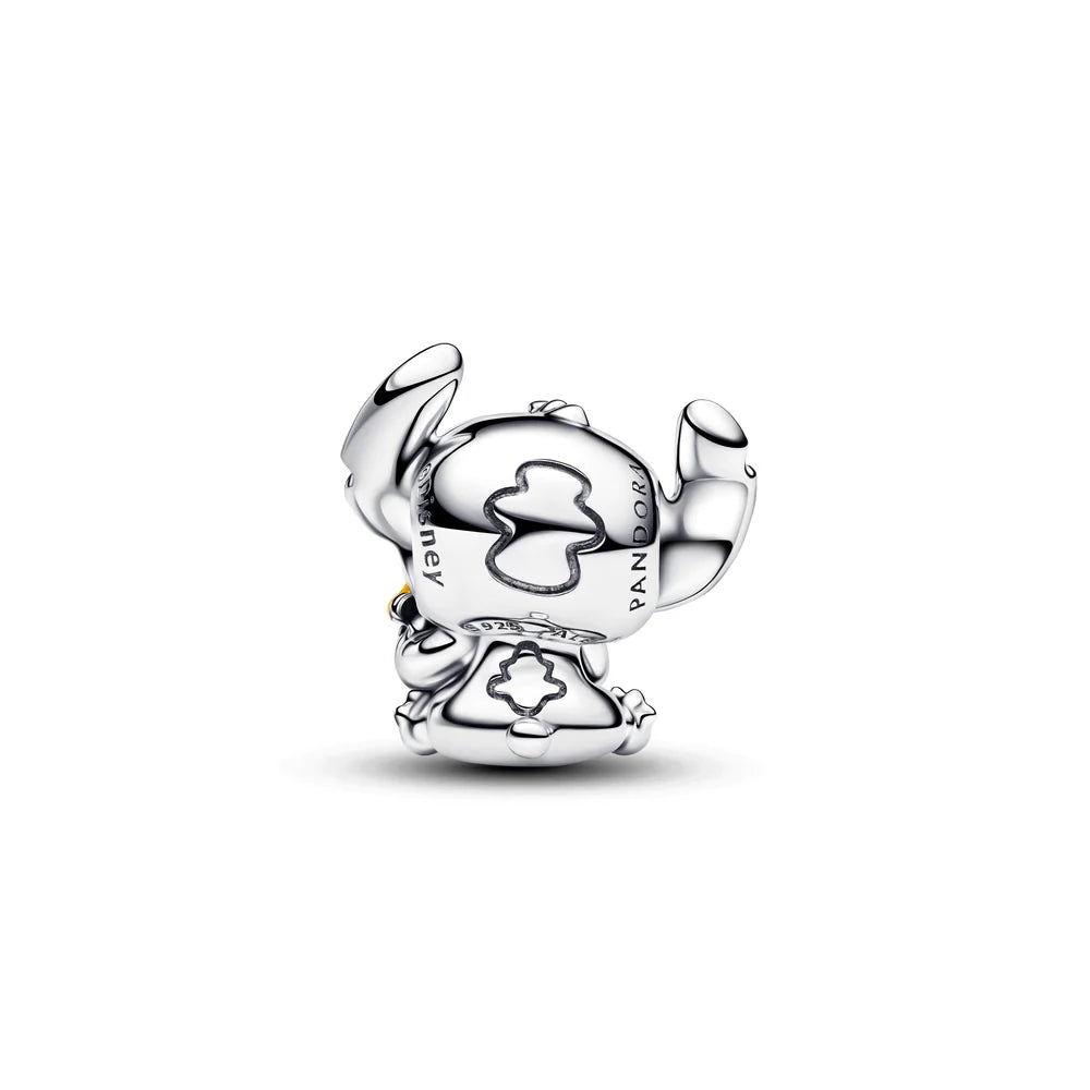 Pandora Ciondolo Disney Stitch in argento sterling con vetro di Murano verde e smalto nero, rosa e giallo  794554C01