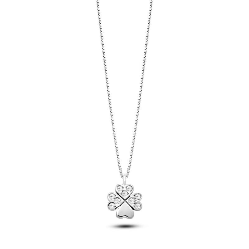 Collana Ambrosia Quadrifoglio Oro Zirconi AGZ312