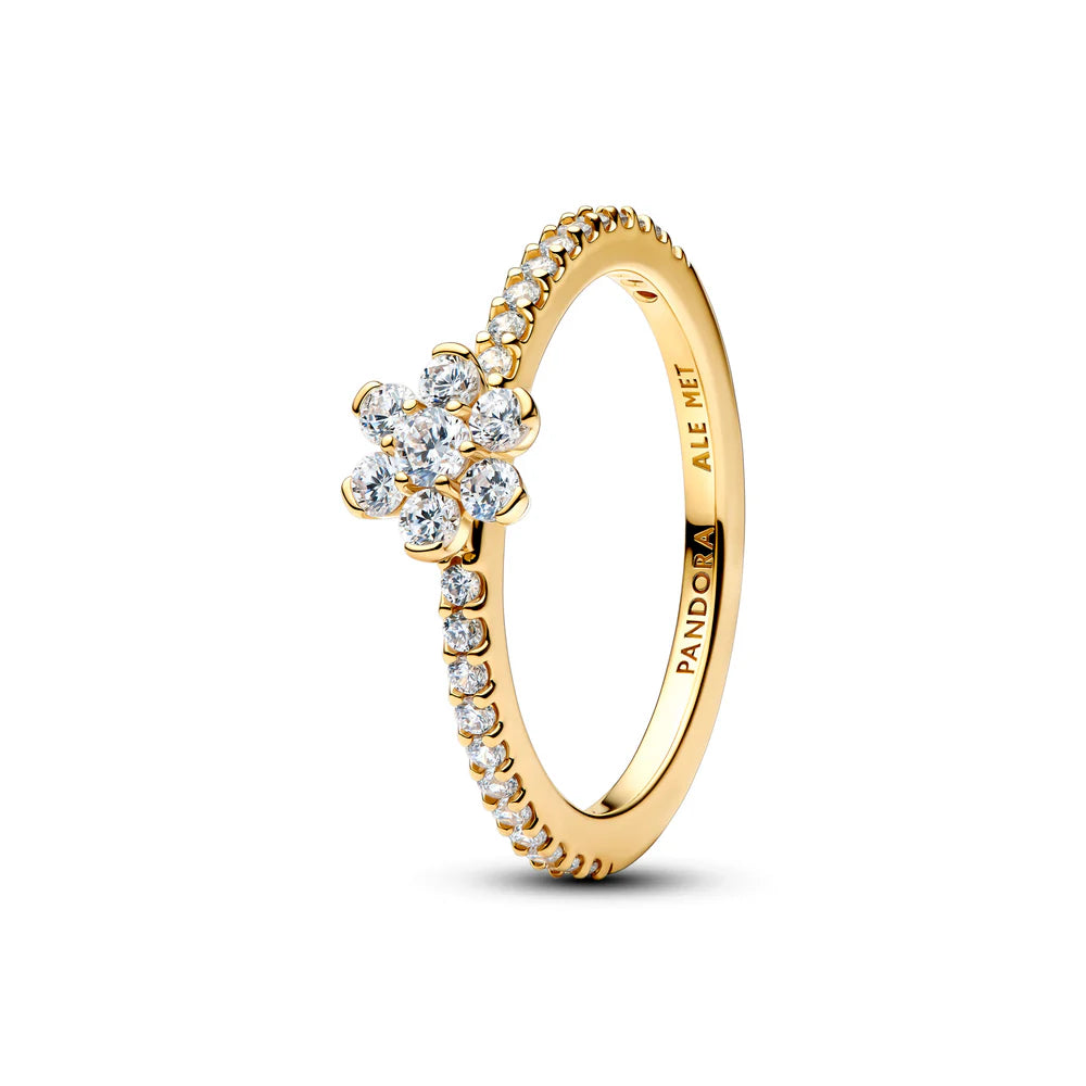 Pandora Anello a forma di fiore placcato in oro 14 carati con zirconi cubici trasparenti 164499C01