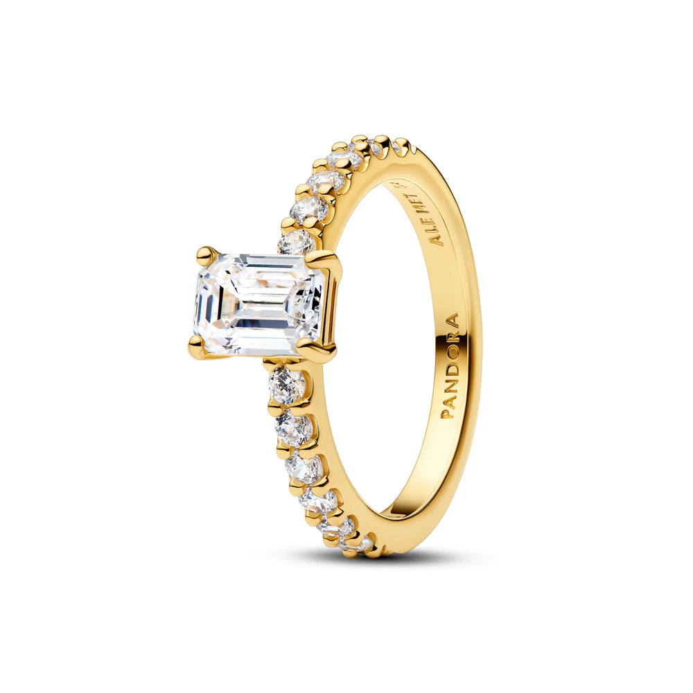Pandora Anello placcato oro 14 carati con zirconi cubici trasparenti 164506C01