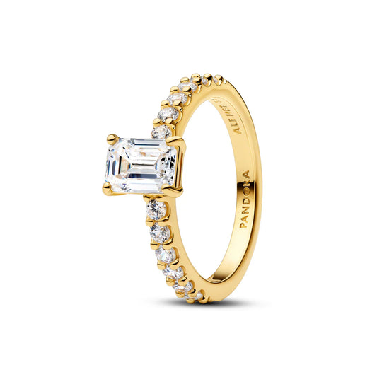Pandora Anello placcato oro 14 carati con zirconi cubici trasparenti 164506C01