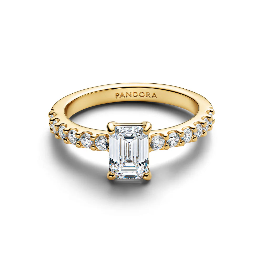 Pandora Anello placcato oro 14 carati con zirconi cubici trasparenti 164506C01