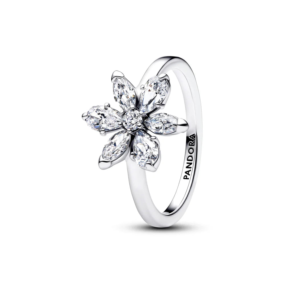 Pandora Anello in argento sterling con ciondolo a forma di erbario e zirconi cubici trasparenti 193000C02