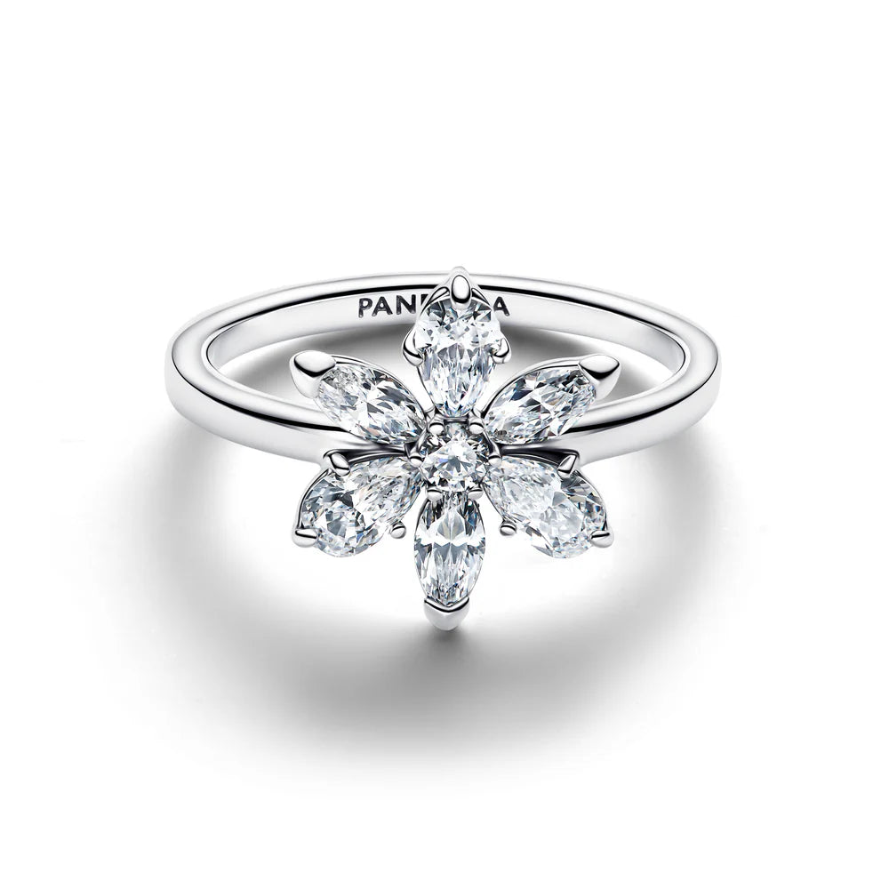 Pandora Anello in argento sterling con ciondolo a forma di erbario e zirconi cubici trasparenti 193000C02