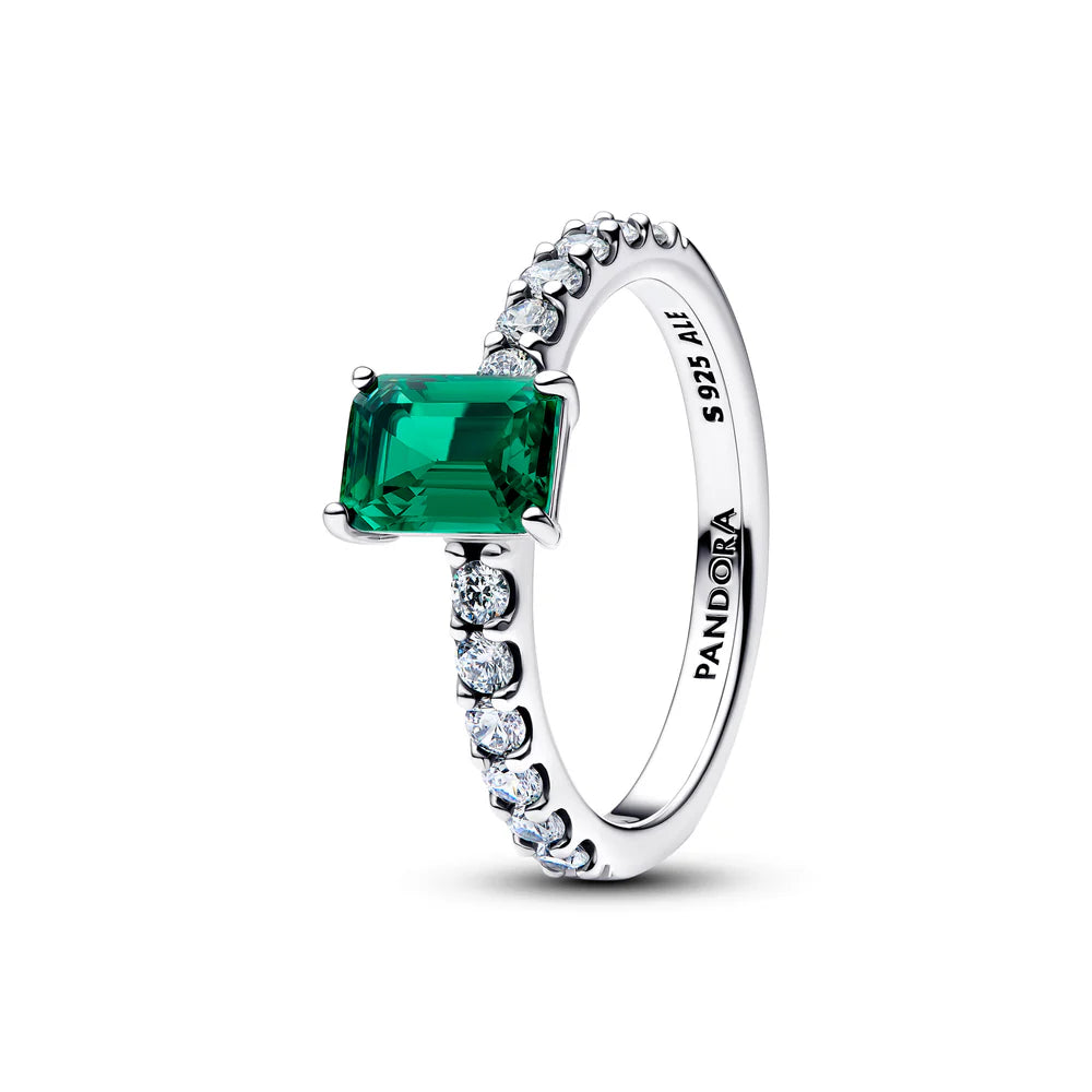 Pandora Anello in argento sterling con cristallo verde reale e zirconi cubici trasparenti 194506C01