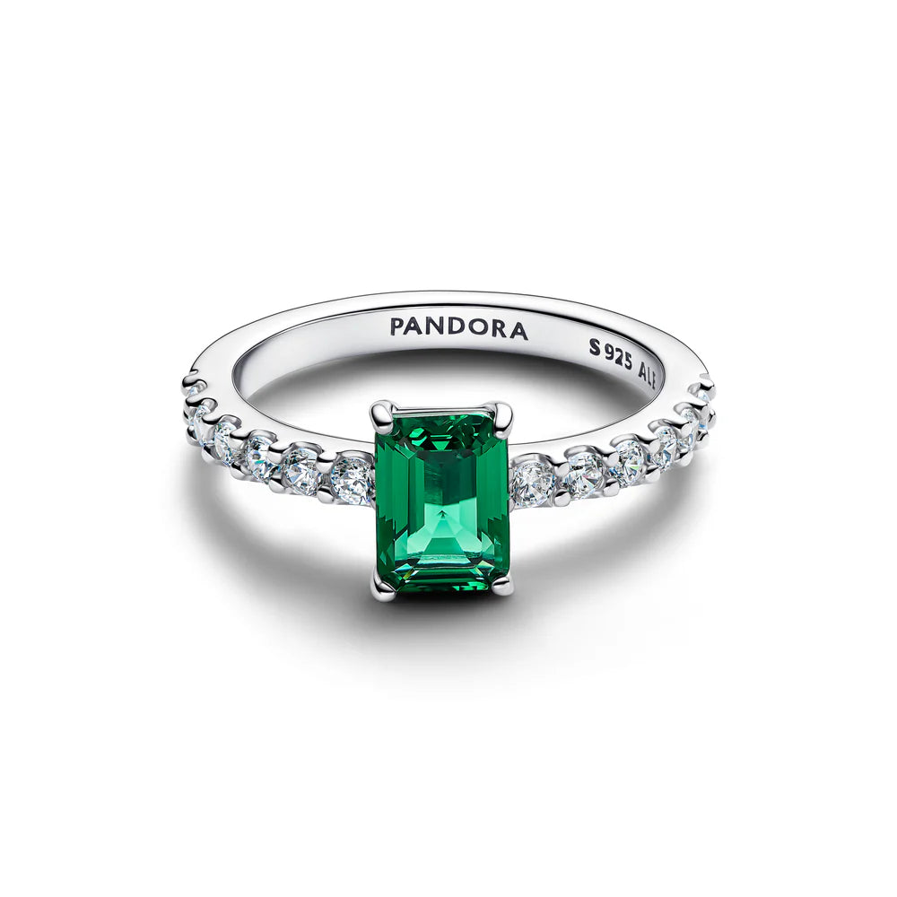 Pandora Anello in argento sterling con cristallo verde reale e zirconi cubici trasparenti 194506C01