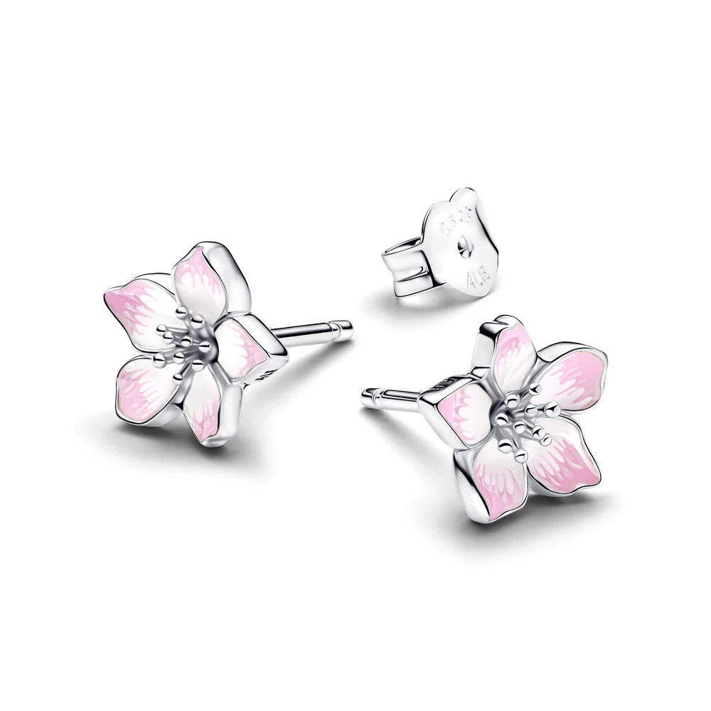 Pandora Orecchini a lobo in argento sterling con fiori di ciliegio e smalto rosa sfumato 294370C01