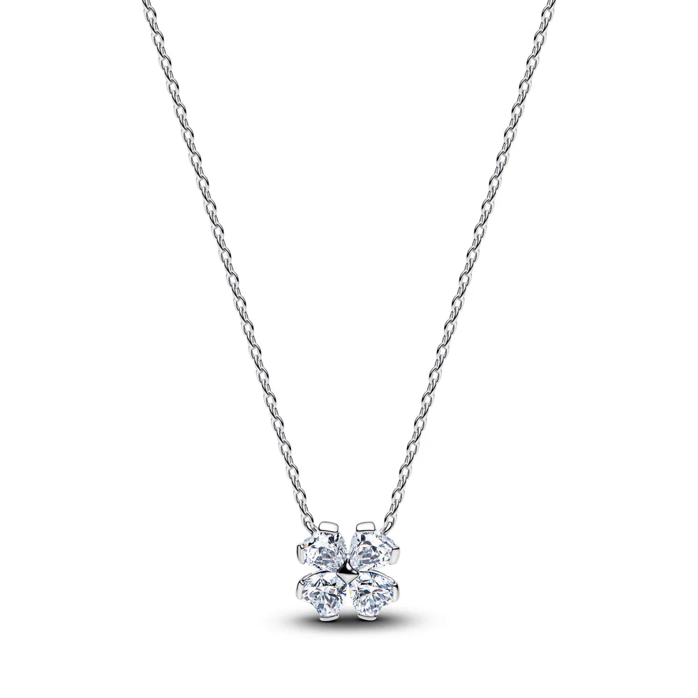 Pandora Collana girocollo Clover in argento sterling con zirconi cubici trasparenti 394502C01-45