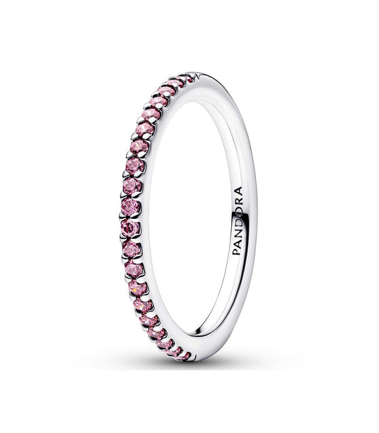 Anello Pandora Pavè Fascia Sottile Rosa 192999C02