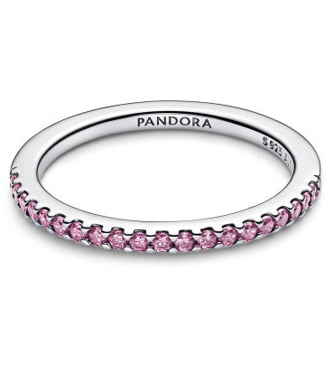Anello Pandora Pavè Fascia Sottile Rosa 192999C02