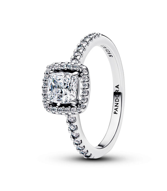 Anello Pandora Punto Luce Quadrato e Pavè 193555C02