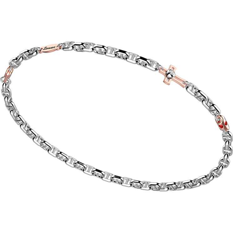 Bracciale Zancan in oro bianco con diamanti e croce EB903BR-ZB