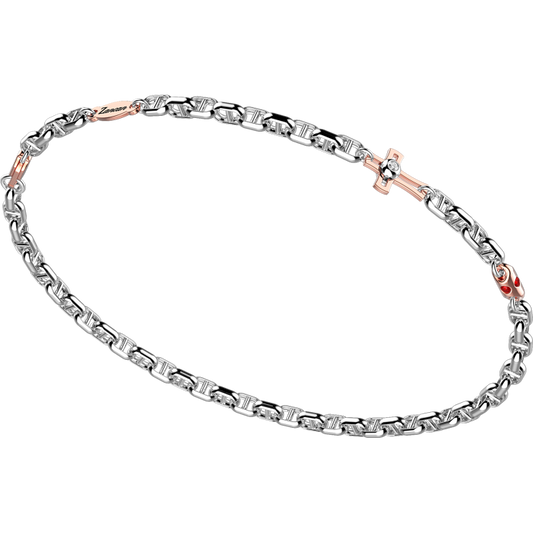 Bracciale Zancan in oro bianco con diamanti e croce EB903BR-ZB