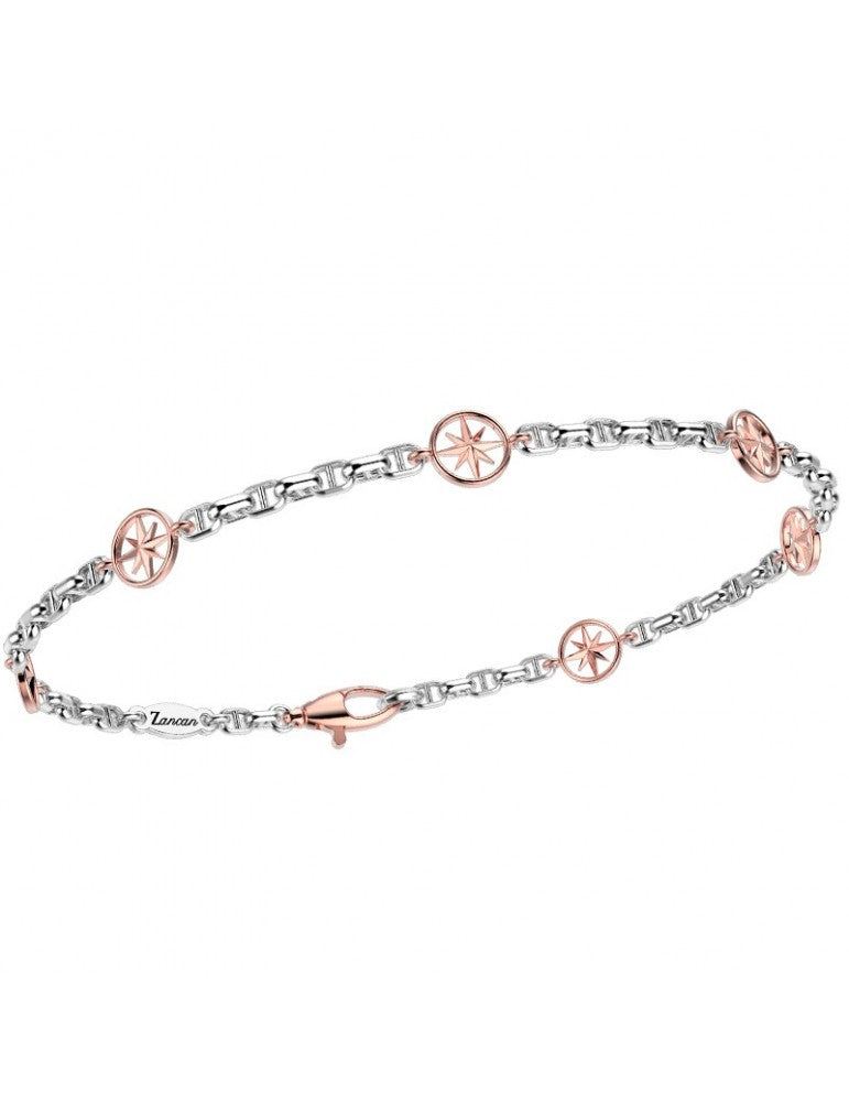 Bracciale Zancan per Uomo - Insignia Gold in Oro Bianco con Rosa dei Venti  EB692BR