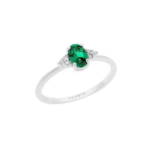 Anello in Oro Diamanti e Smeraldo ovale