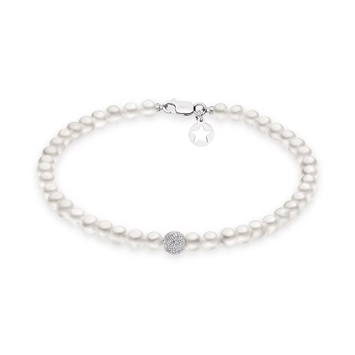 Bracciale Comete Filo Perle Acquadolce in Oro e sfera Diamantata  BRQ196B