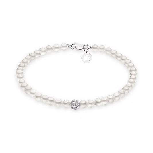 Bracciale Comete Filo Perle Acquadolce in Oro e sfera Diamantata  BRQ196B