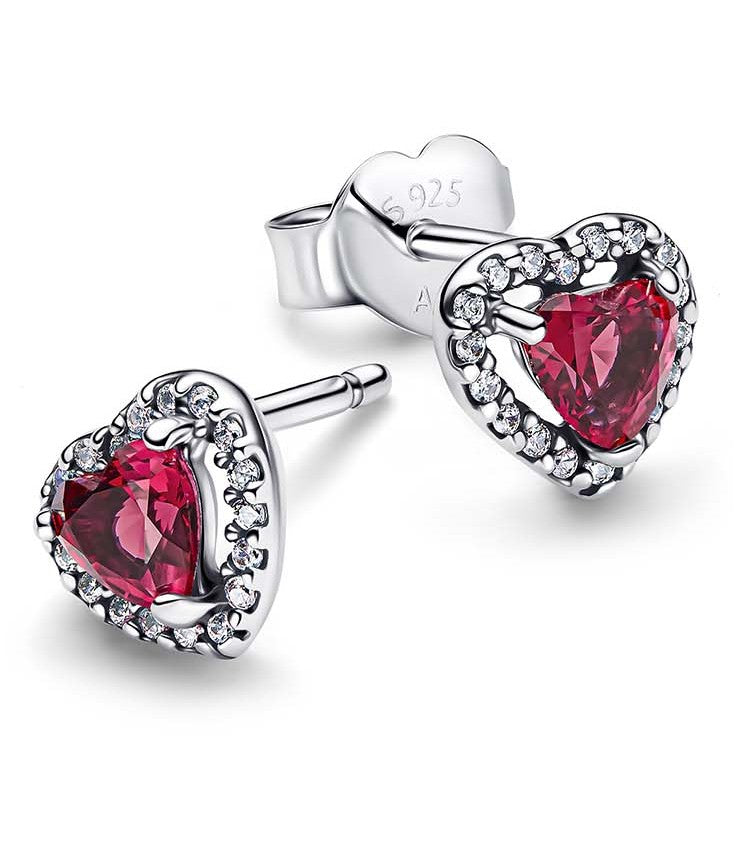 Orecchini Pandora Cuore in Rilievo Rossi 298427C04